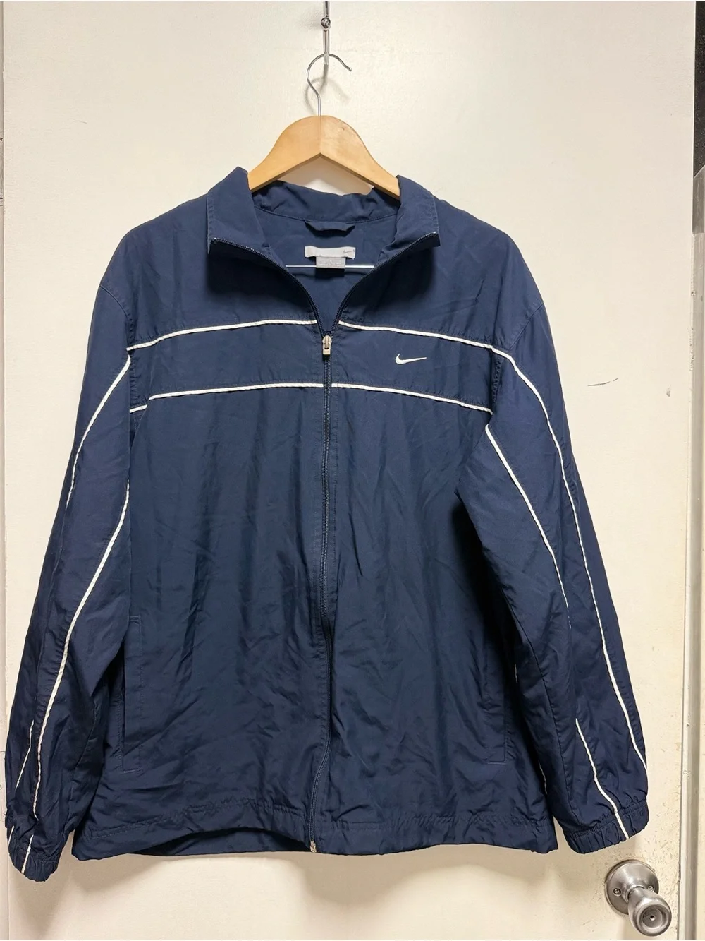 Nike Men's Navy Track Jacket with White Piping